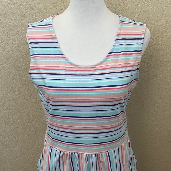 Lands' End Multicolor Striped Midi Dress. Sleeveless. Size S. Pockets. Comfy! - Picture 5 of 14